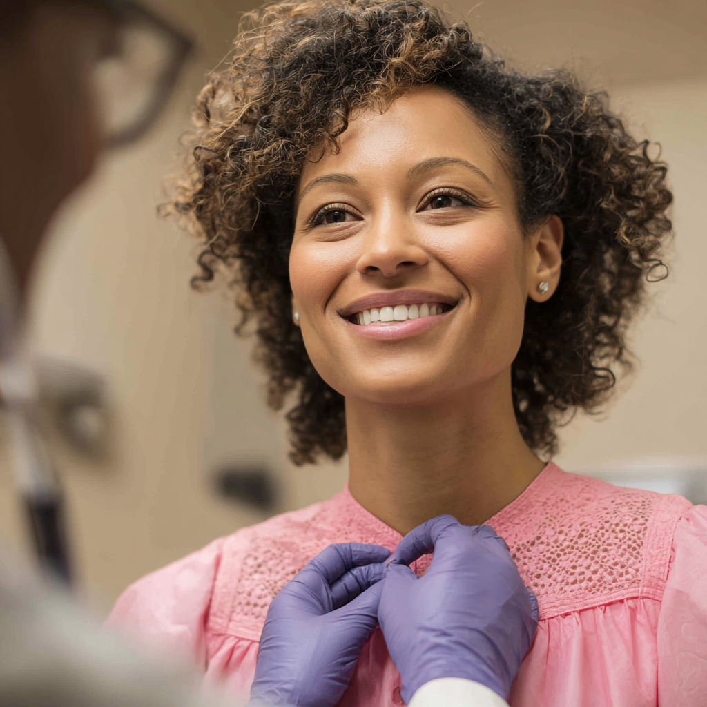 Black woman patient receiving gynecologic care with professional healthcare provider